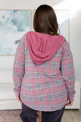 plus size Red Plaid Hooded Shacket back