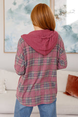 Red Plaid Hooded Shacket back