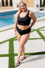 Black Ribbed Two Piece Swimsuit