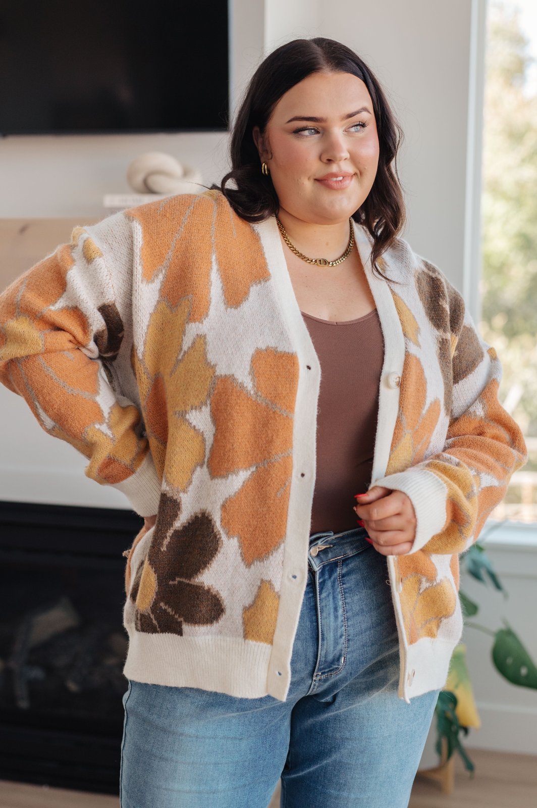 plus size Retro Mod Floral Cardigan