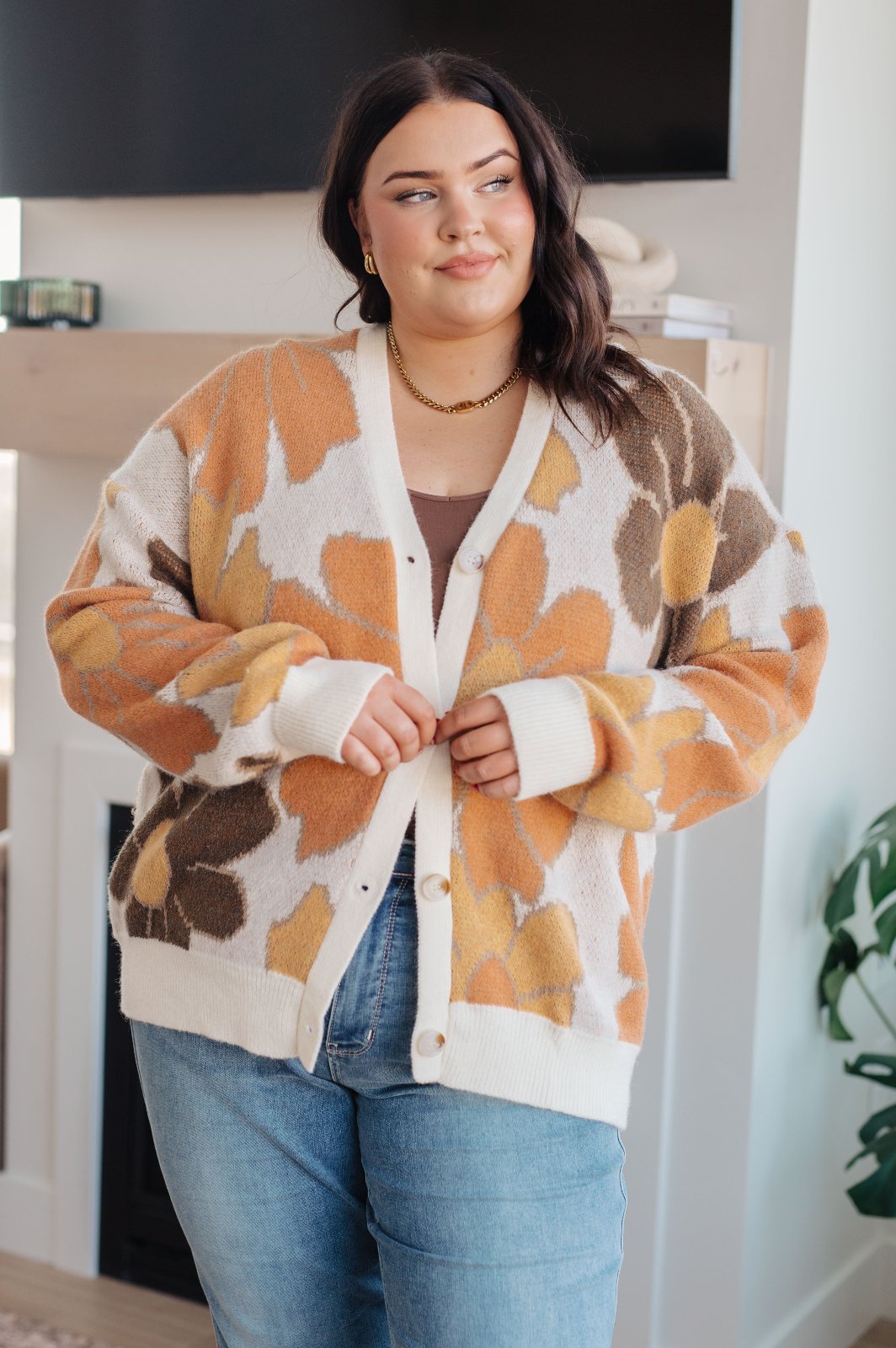 plus size Retro Mod Floral Cardigan