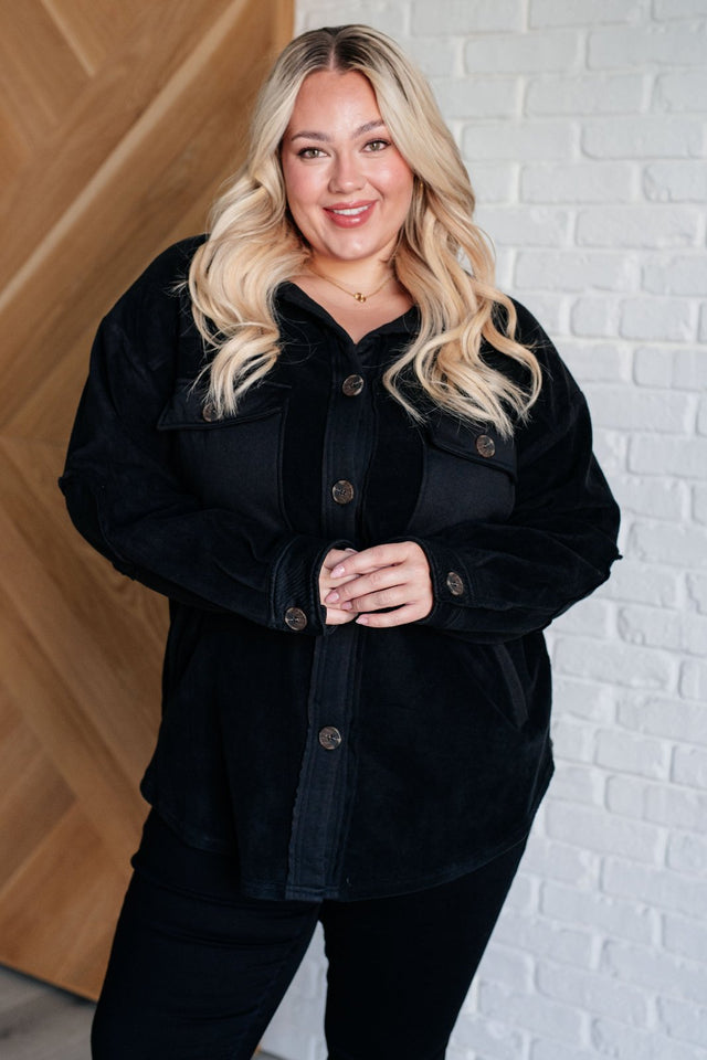 plus size Fantastic Fleece Jacket in Black