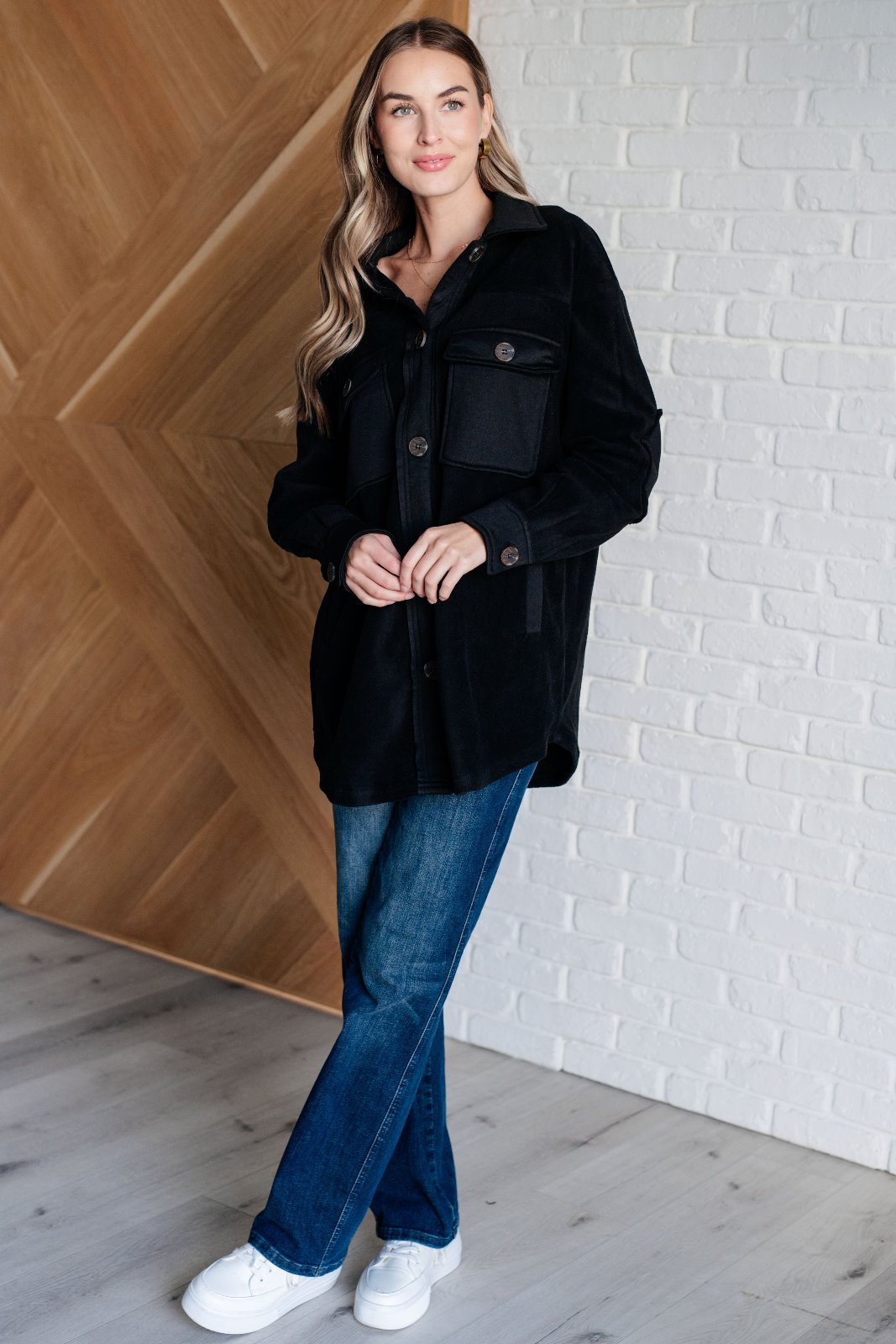 Fantastic Fleece Jacket in Black buttoned up