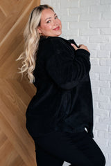 plus size side view of Fantastic Fleece Jacket in Black