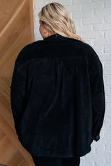 plus size back view of Fantastic Fleece Jacket in Black