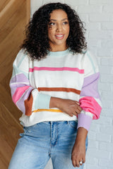 Colorblock Sleeve Striped Sweater