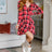 size small front view Red Plaid Long Sleeve Skort Dress