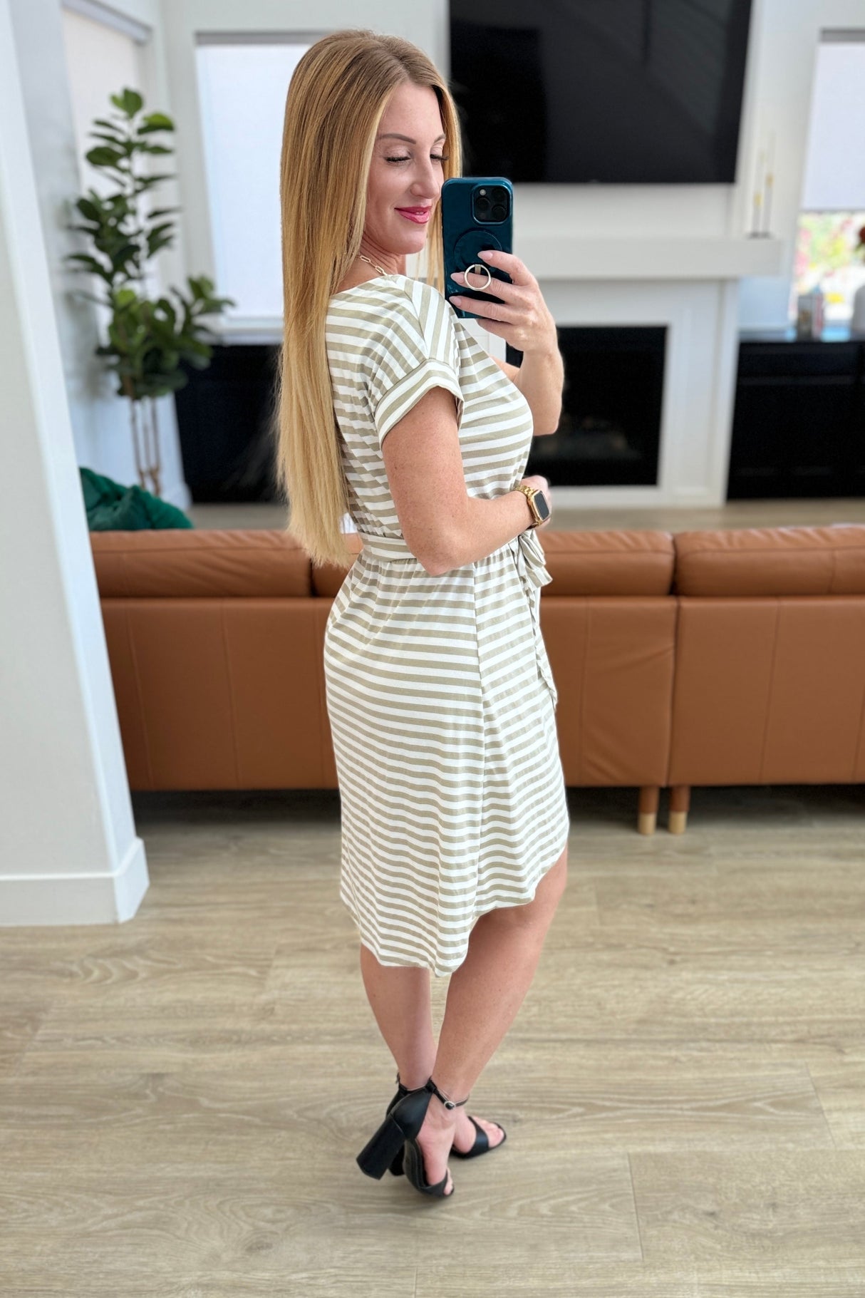 Striped Faux Wrap Tulip Dress