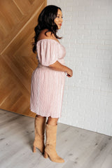 Blush Plisse Balloon Sleeve Dress