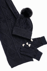 Jane Frost Beanie, Glove & Scarf Set in Black