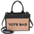 Khaki Faux Straw Fashion Tote Bag front view