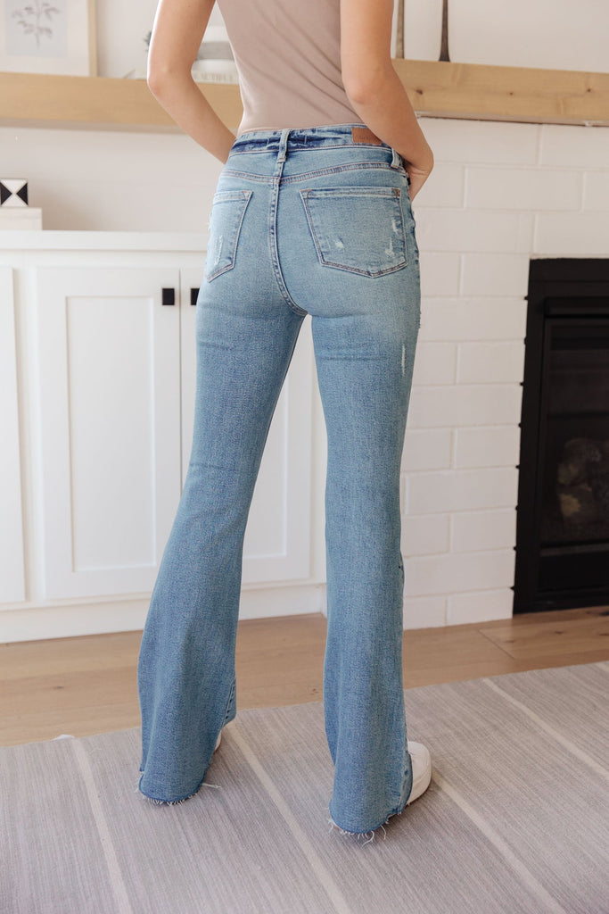 Heavy Destroy Flare Jeans from Judy Blue Medium Wash