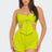 Lime Green Twisted Bow Bra Top & Shorts Set