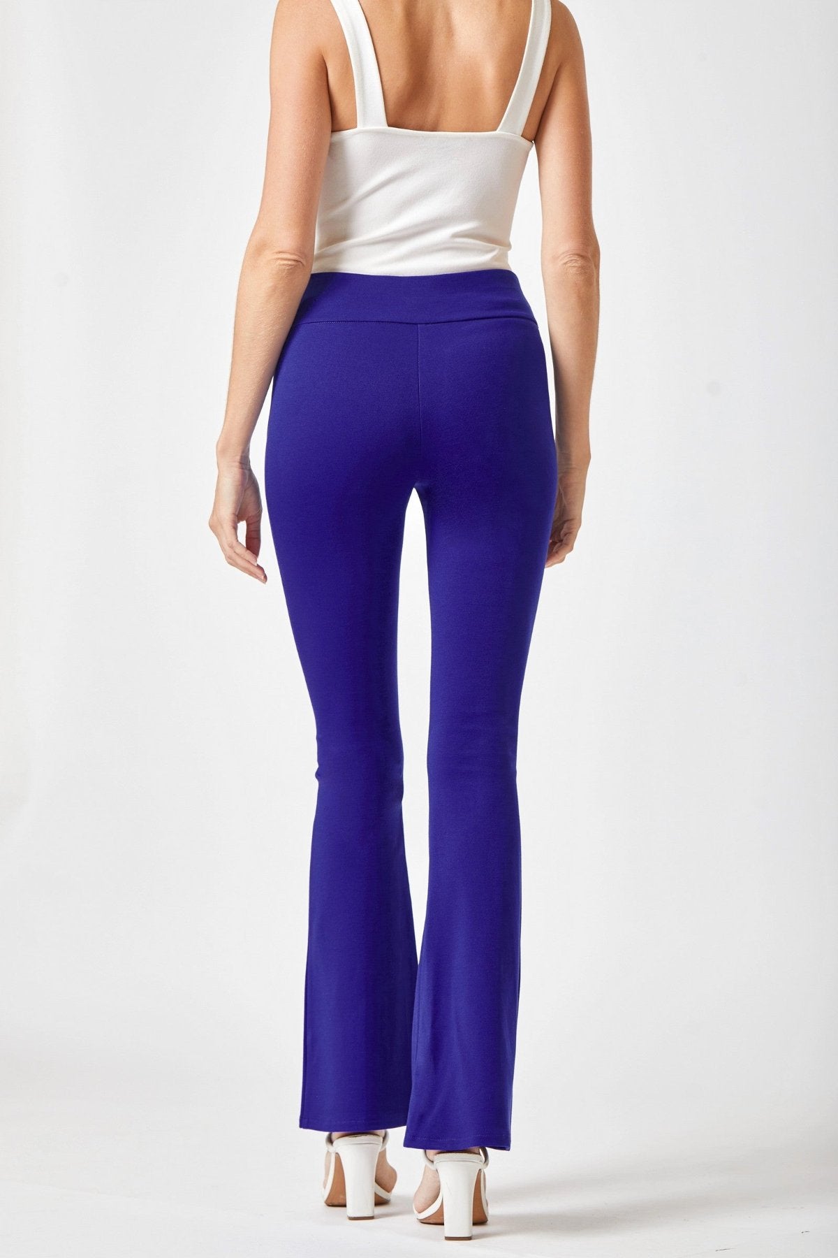 blue High Rise Flare Leg Pants back view