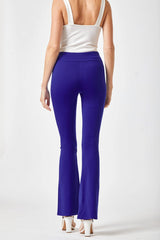 blue High Rise Flare Leg Pants back view