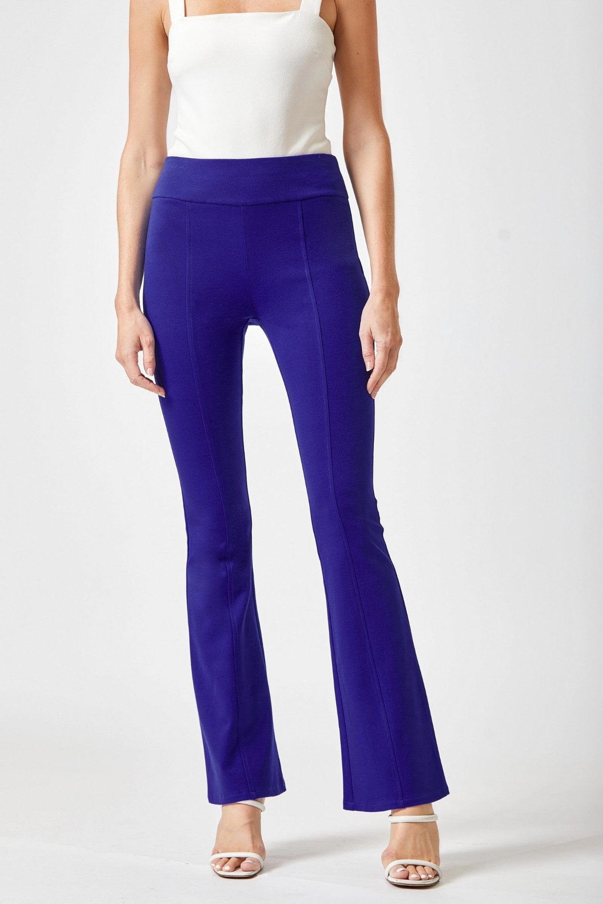 High Rise Flare Leg Pants blue