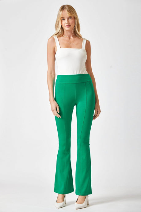 kelly green High Rise Flare Leg Pants