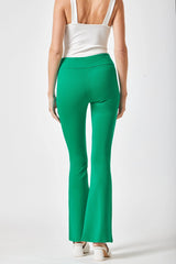 High Rise Flare Leg Pants back kelly green