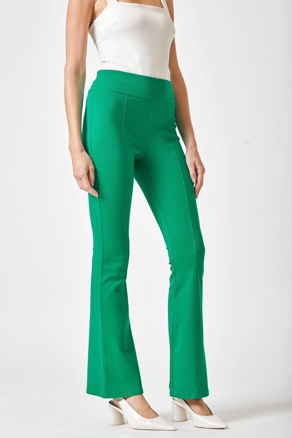 kelly green High Rise Flare Leg Pants side