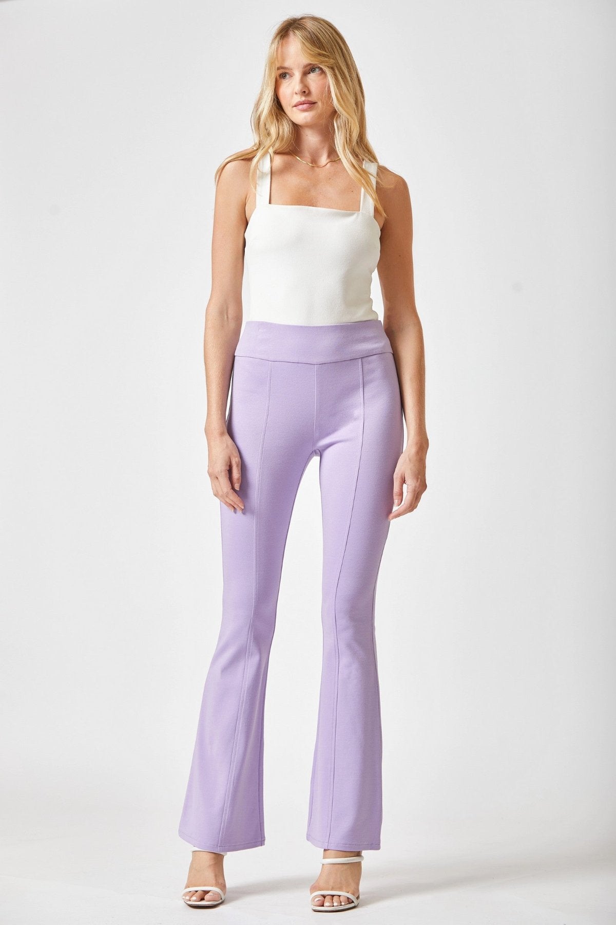 lavender High Rise Flare Leg Pants