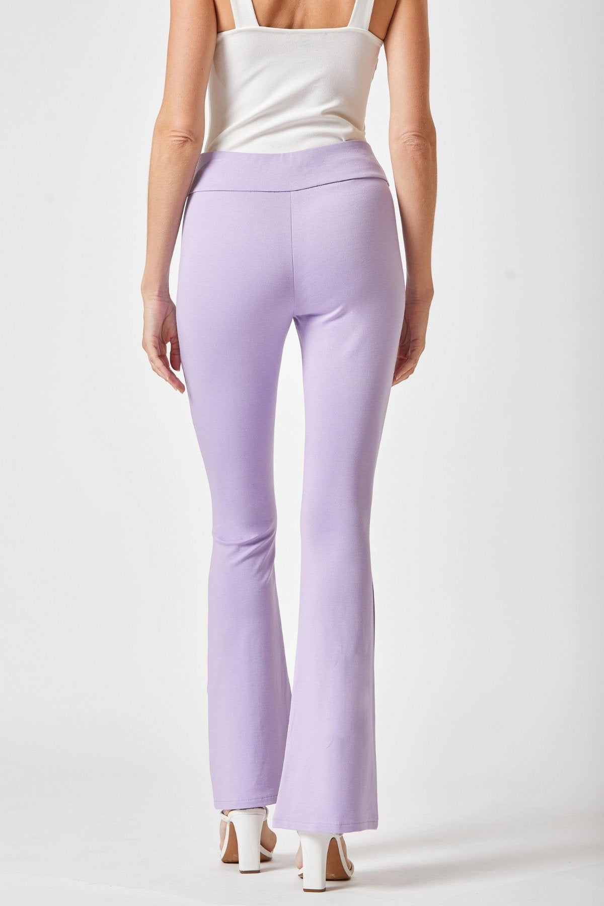 lavender High Rise Flare Leg Pants back