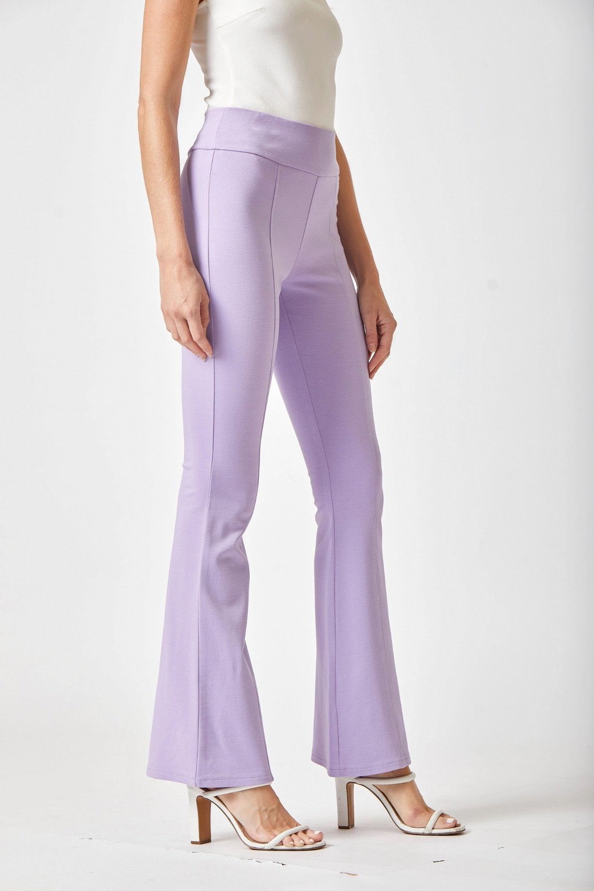 lavender High Rise Flare Leg Pants side view