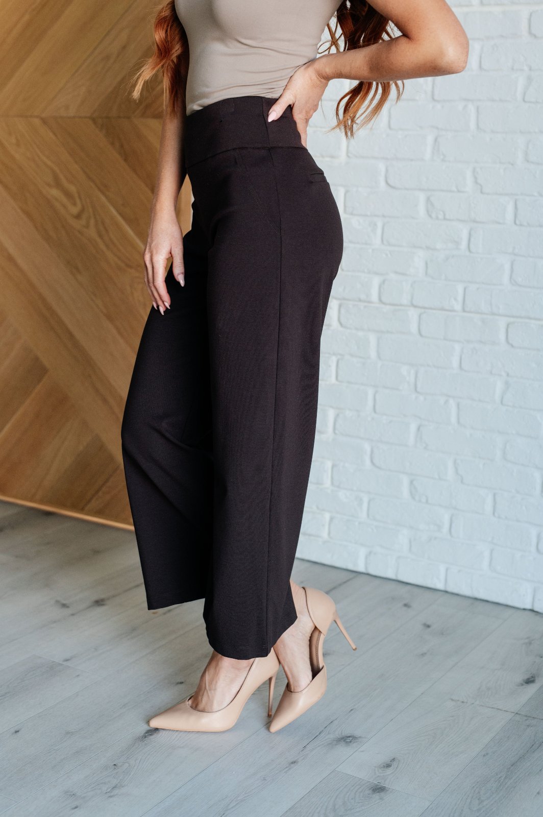 Magic Wide Leg Crop Pants in Brown side