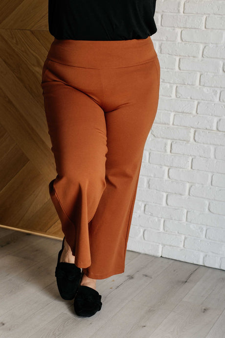 Plus Size Magic Wide Leg Crop Pants in Rust