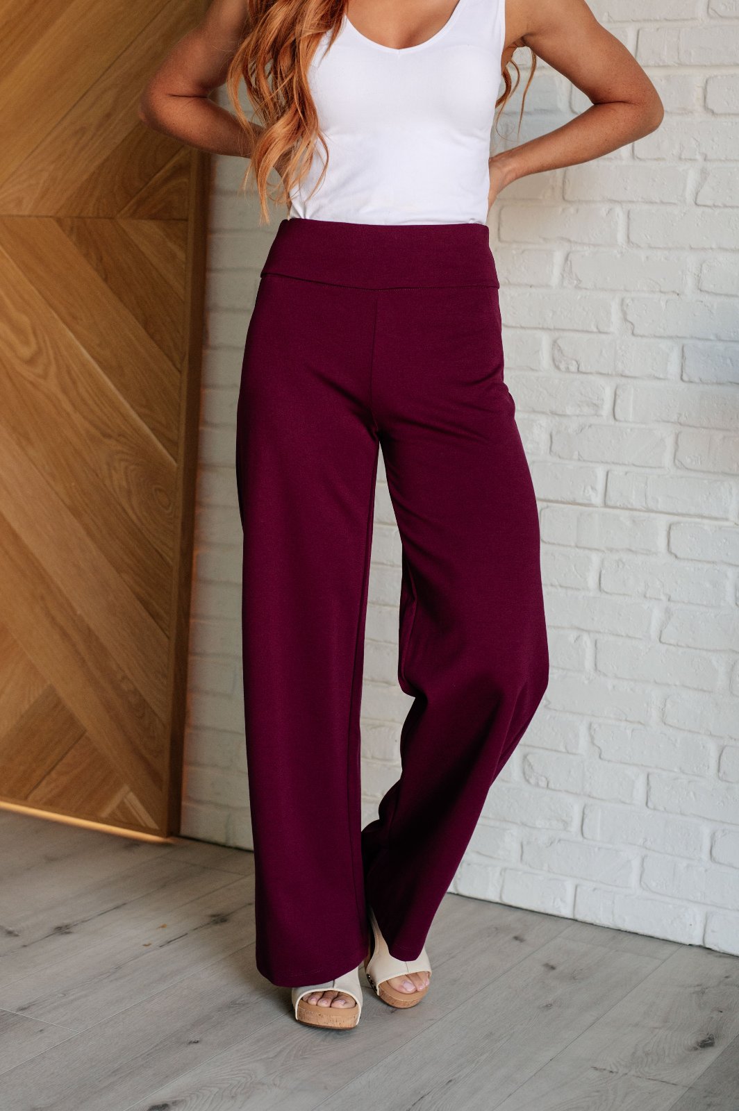 Dear Scarlett Magic Wide Leg Pants in Wine