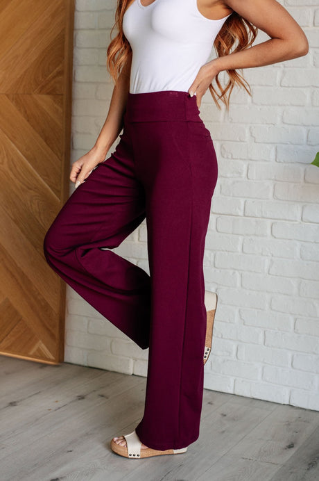 Dear Scarlett Magic Wide Leg Pants in Wine