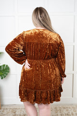 Copper Crushed Velvet Dress