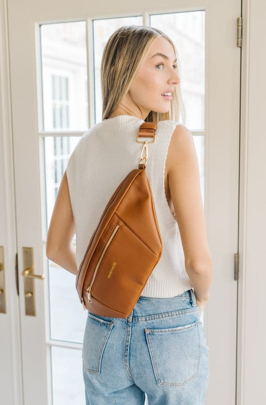 Modern + Chic Presley Oversized Sling Bag camel