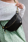 Black Catherine Vegan Leather Belt Bag