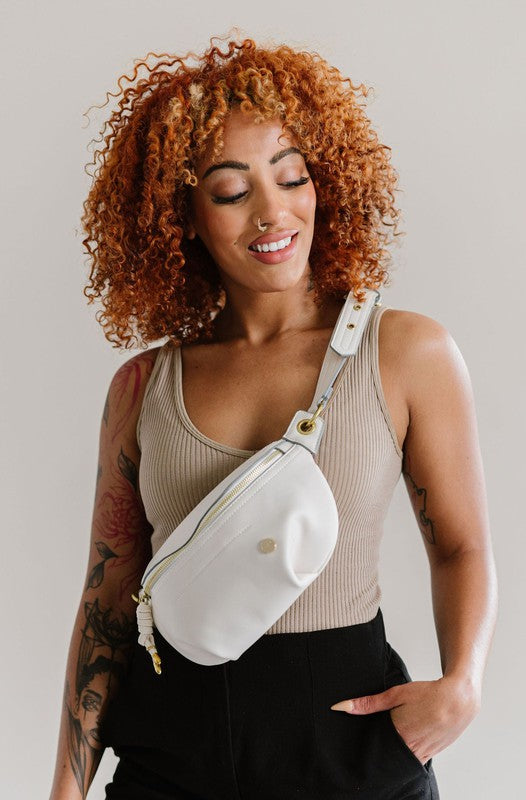 cream Catherine Vegan Leather Belt Bag