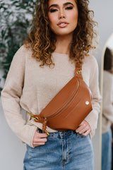 camel Catherine Vegan Leather Belt Bag