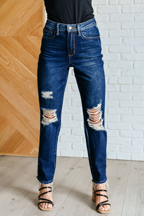 Judy Blue Rigid Magic Ripped Jeans Dark Wash