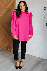 Pink Ruffled Crepe Top