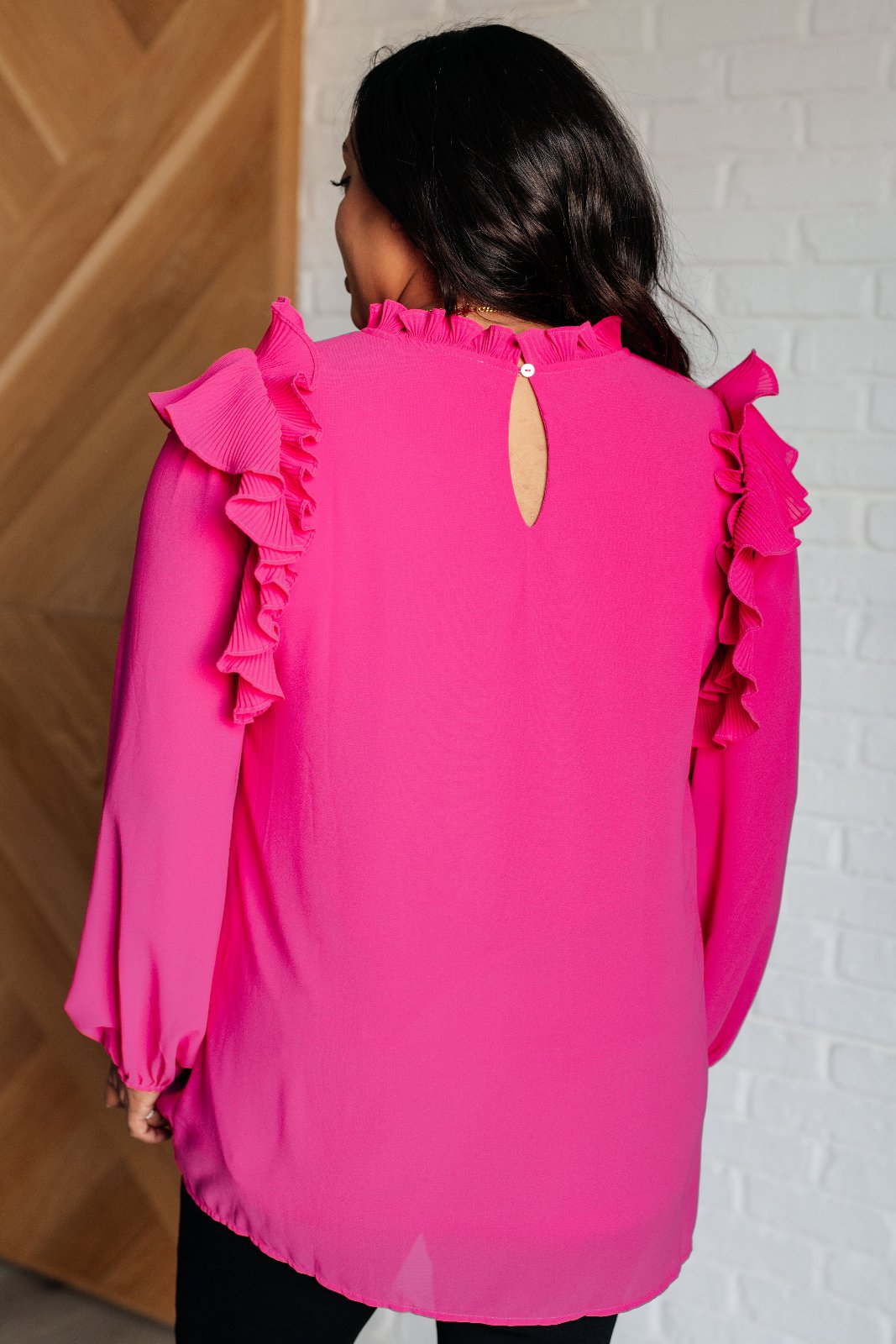 Pink Ruffled Crepe Top