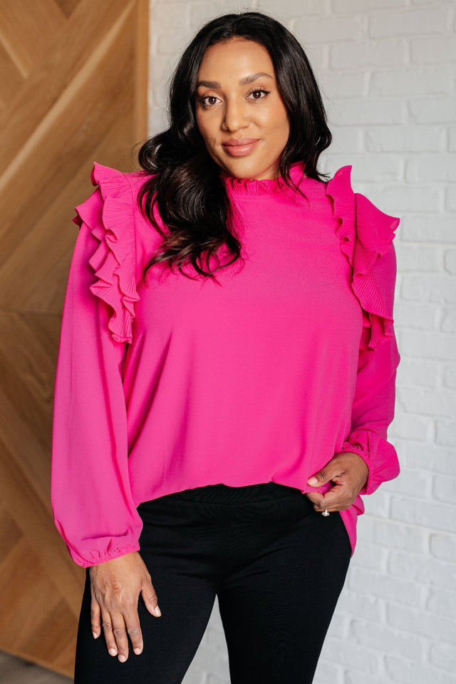 Pink Ruffled Crepe Top