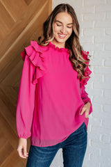 Pink Ruffled Crepe Top