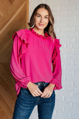 Pink Ruffled Crepe Top