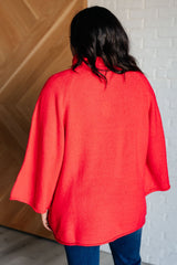 Red Raglan Sleeve Turtleneck Sweater