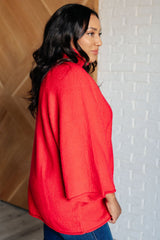 Red Raglan Sleeve Turtleneck Sweater