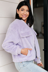 Lavender Faux Fur Bomber Jacket