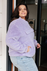 Lavender Faux Fur Bomber Jacket