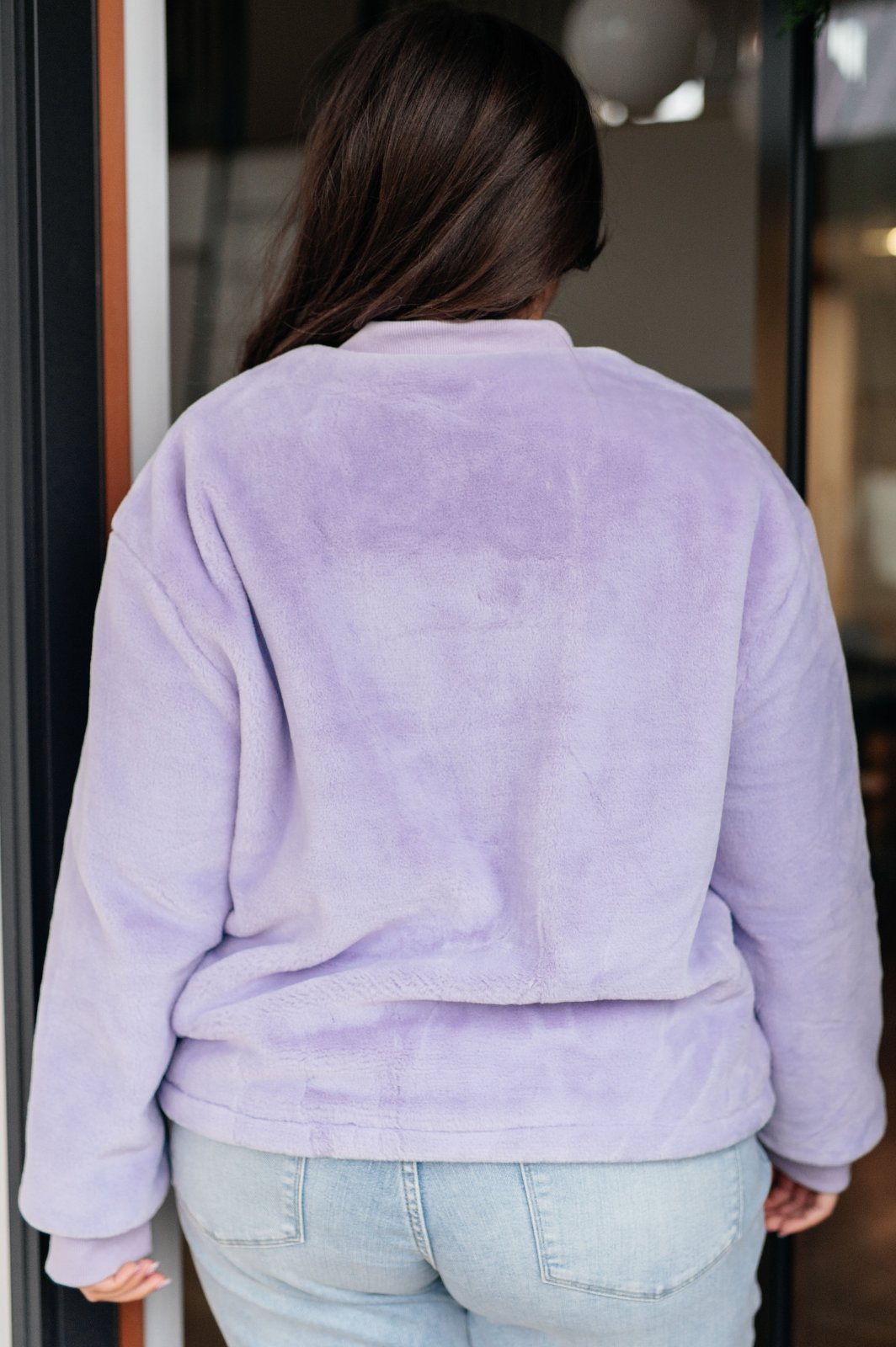 Lavender Faux Fur Bomber Jacket