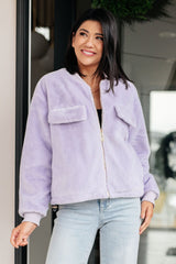 Lavender Faux Fur Bomber Jacket