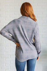 Cozy Grey Plaid Button Up Shirt