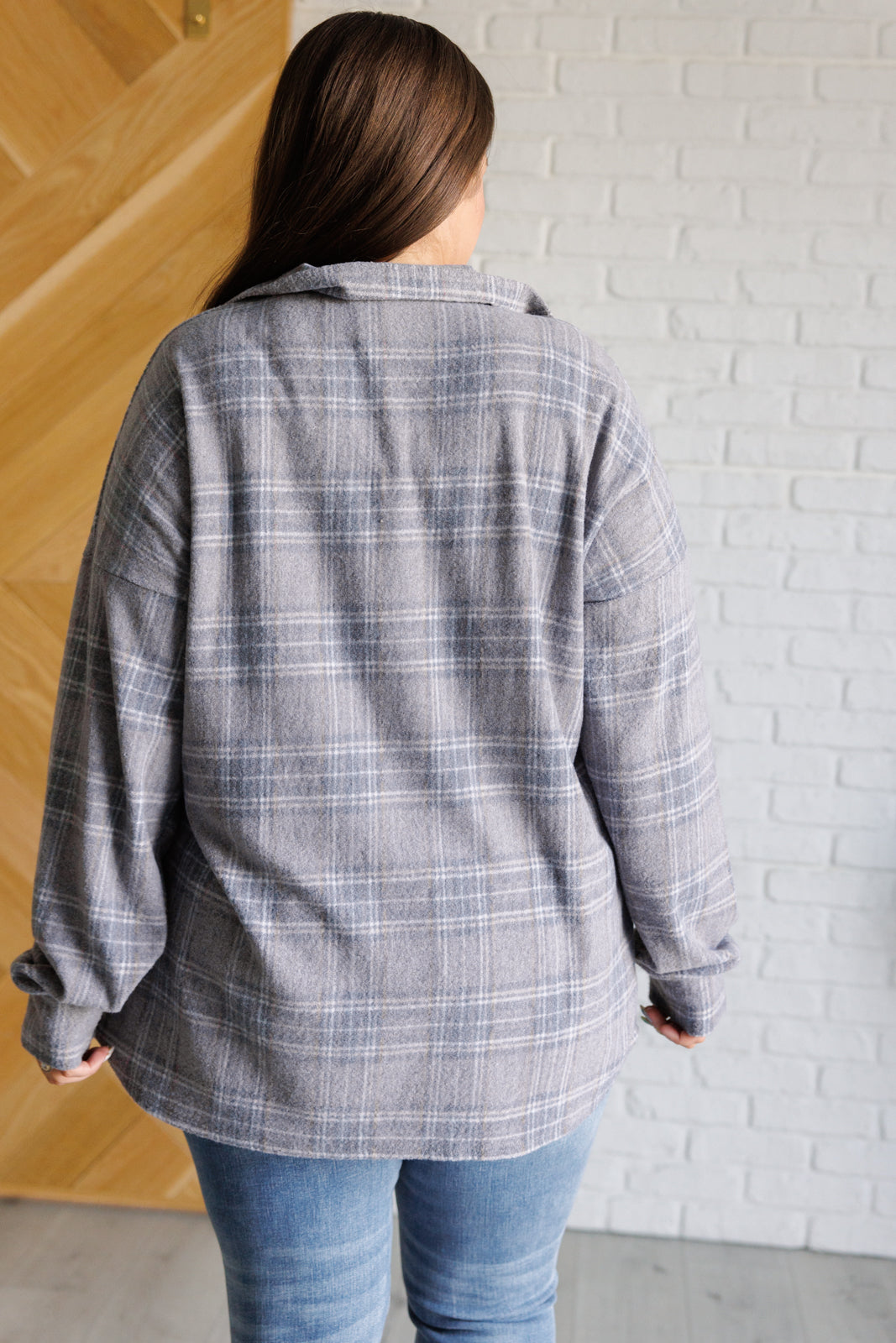 Cozy Grey Plaid Button Up Shirt