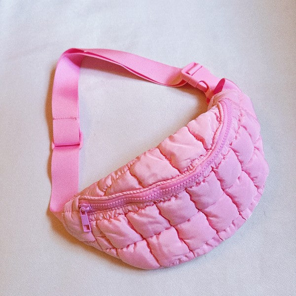 Pink Quilted Puffer Sling Bag